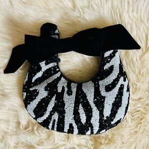 Zebra beaded bag